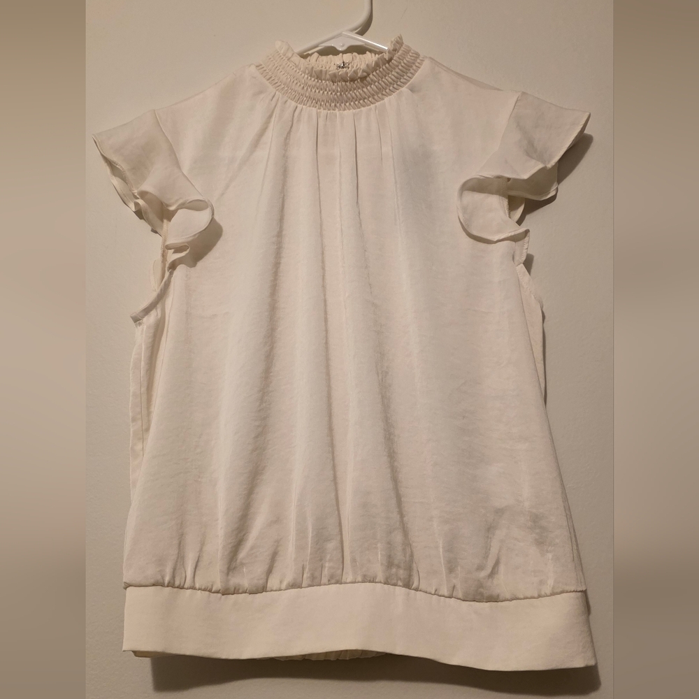 Express Cream Ruffle Sleeve Blouse NWT
